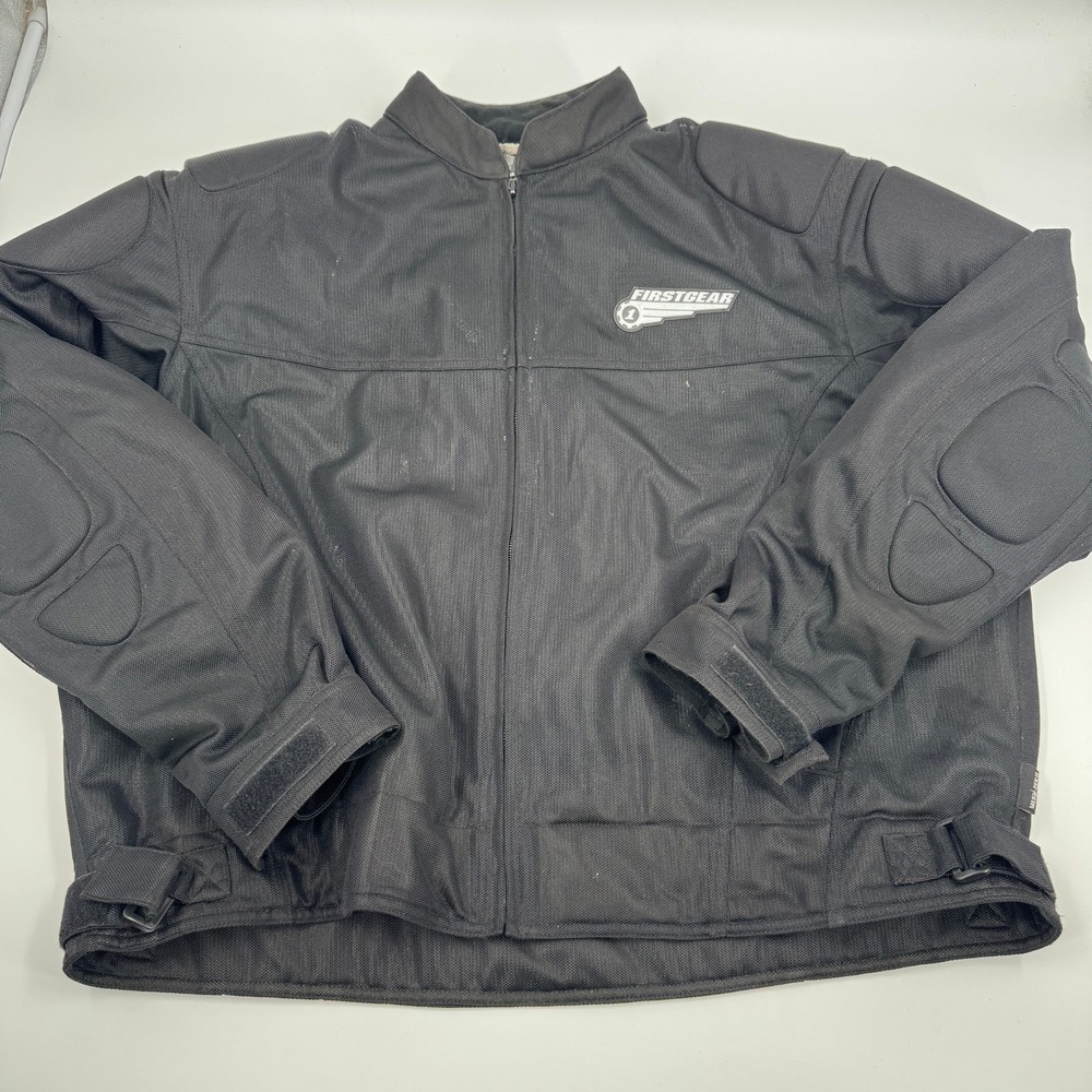 Firstgear Mesh-Tex Motorcycle Jacket Men 3XL Black Padded Ventilated Riding Gear